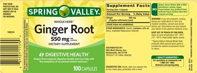 Ginger Root 550 mg label
