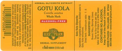 Gotu Kola Alcohol-Free label