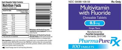 Multivitamin with Fluoride Chewable Tablets 0.5 mg Grape Flavor label