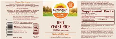 Red Yeast Rice 1200 mg label