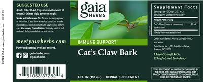 Cat's Claw Bark label