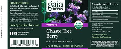 Chaste Tree Berry label