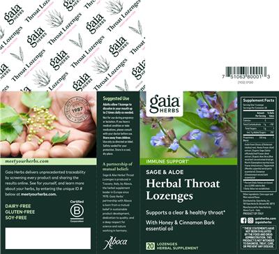 Sage & Aloe Herbal Throat Lozenges label