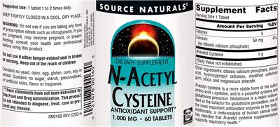 N-Acetyl Cysteine 1,000 mg label