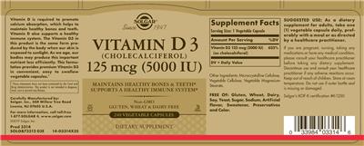 Vitamin D3 5000 IU label