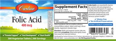 Folic Acid 400 mcg label