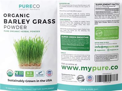 Organic Barley Grass Powder label