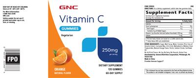 Vitamin C Gummies 250 mg Orange label