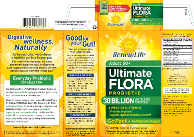 Ultimate Flora Probiotic Adult 50+ 30 Billion Go Pack label