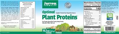 Optimal Plant Proteins Powder label