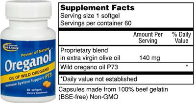 Oreganol label