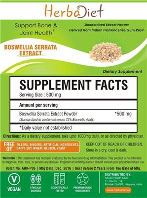 Boswellia Serrata Extract label