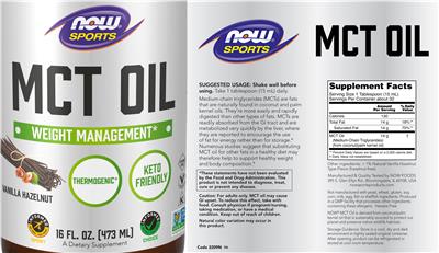 MCT Oil Vanilla Hazelnut label