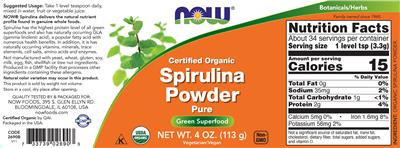 Certified Organic Spirulina Powder Pure label