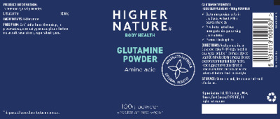 Glutamine Powder label