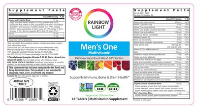 Men's One Multivitamin label