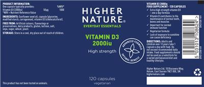 Vitamin D3 2000 IU label