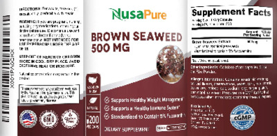 Brown Seaweed 500 mg label