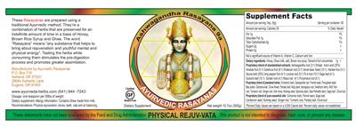 Ashwagandha Rasayana 9a label