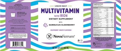 Multivitamin with Iron Raspberry Grape Flavored label