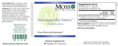Ashwagandha Select label