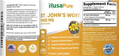 St. John's Wort 1100 mg label