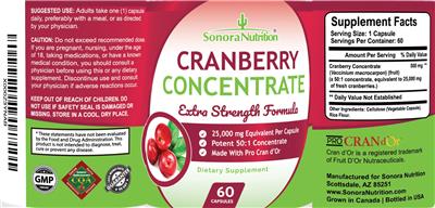 Cranberry Concentrate label