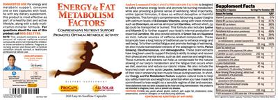 Energy & Fat Metabolism Factors label