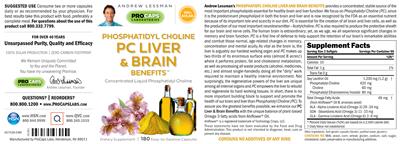 Phosphatidyl Choline PC Liver & Brain Benefits label