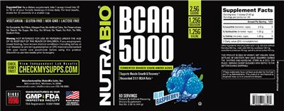 BCAA 5000 Blue Raspberry label