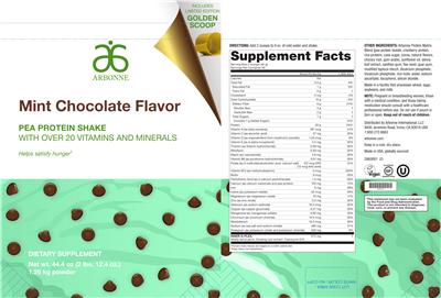 Pea Protein Shake Mint Chocolate Flavor label
