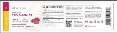 Premium CBD Gummies 10 mg Strawberry Lemonade label