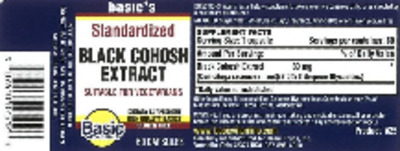 Standardized Black Cohosh Extract label