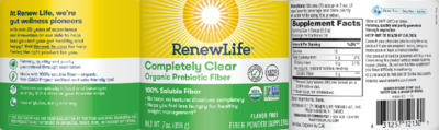 Completely Clear Organic Prebiotic Fiber label