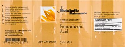 Pantothenic Acid label