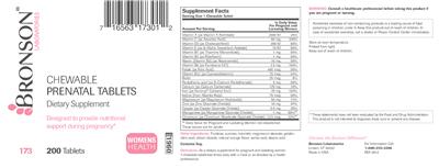 Chewable Prenatal Tablets label
