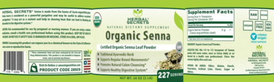 Organic Senna label