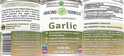 Garlic 5000 mg label