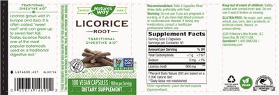 Licorice Root 900 mg label