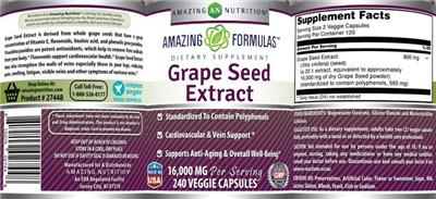 Grape Seed Extract 16,000 mg label