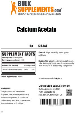 Calcium Acetate label