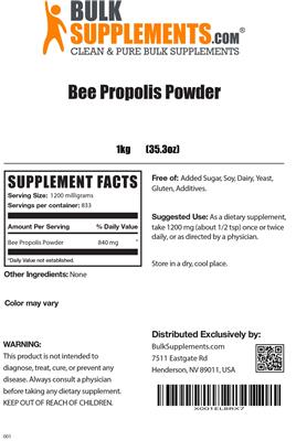Bee Propolis Powder label