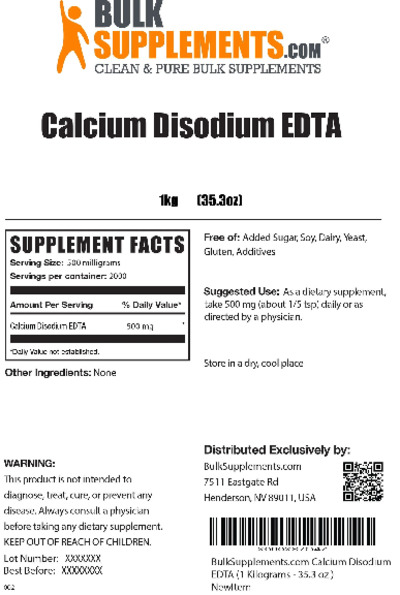 Calcium Disodium EDTA label