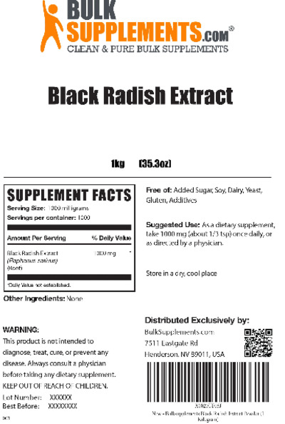 Black Radish Extract label