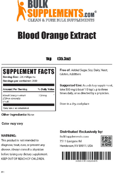 Blood Orange Extract label