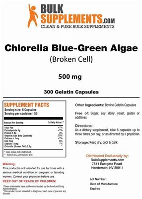 Chlorella Blue-Green Algae (Broken Cell) label