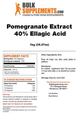 Pomegranate Extract 40% Ellagic Acid label