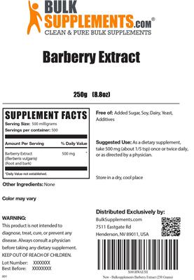 Barberry Extract label