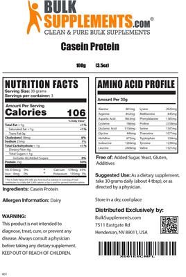 Casein Protein label