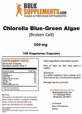 Chlorella Blue-Green Algae (Broken Cell) label
